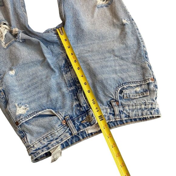 Zara Women’s 8 High Rise Ripped Mom Jeans Blue Distressed Denim Relaxed Fit - Picture 13 of 14